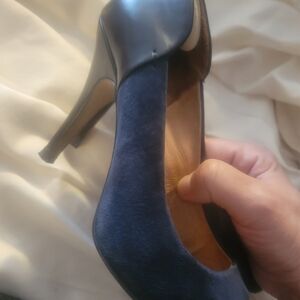 Madewell Dark Blue Leather And Suede Heels